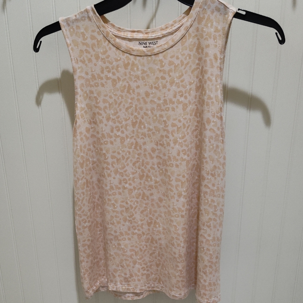 Nine West Pink Animal Print Tee Tank Top